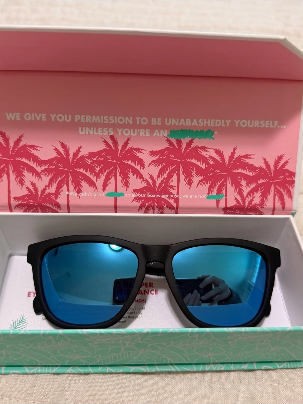 Matte Black Frame Sunglasses with Blue Mirror Lenses